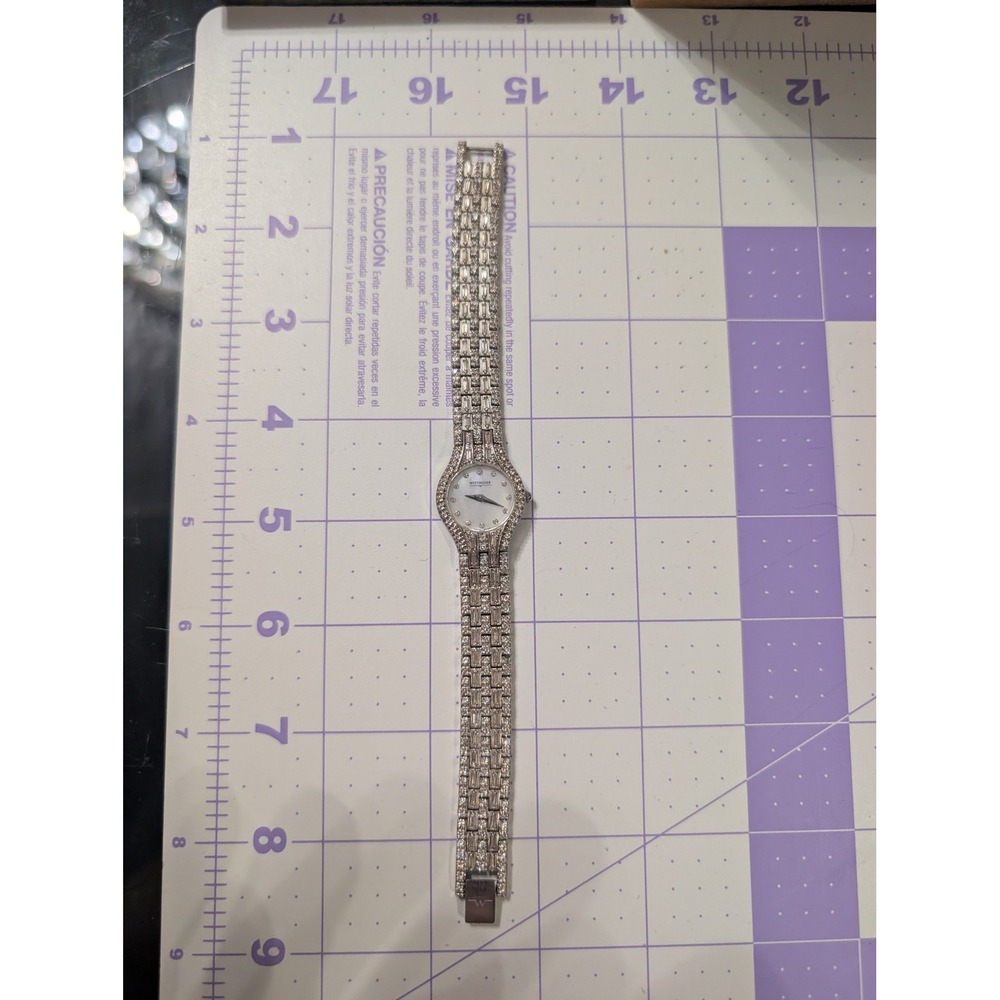 Wittnauer Womens Crystal Embellished Swiss Quartz Watch Silver Tone C860457